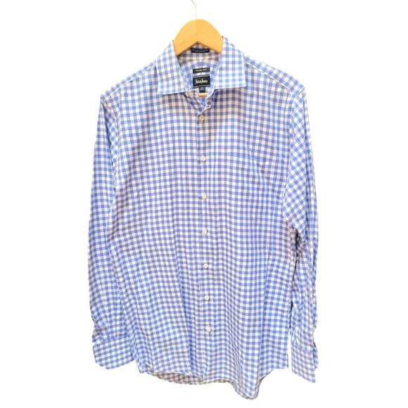Neiman Marcus Other - Neiman Marcus Mens Blue & White Gingham Trim Fit Shirt